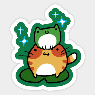 Green Frog and Orange Tabby Frog Sticker